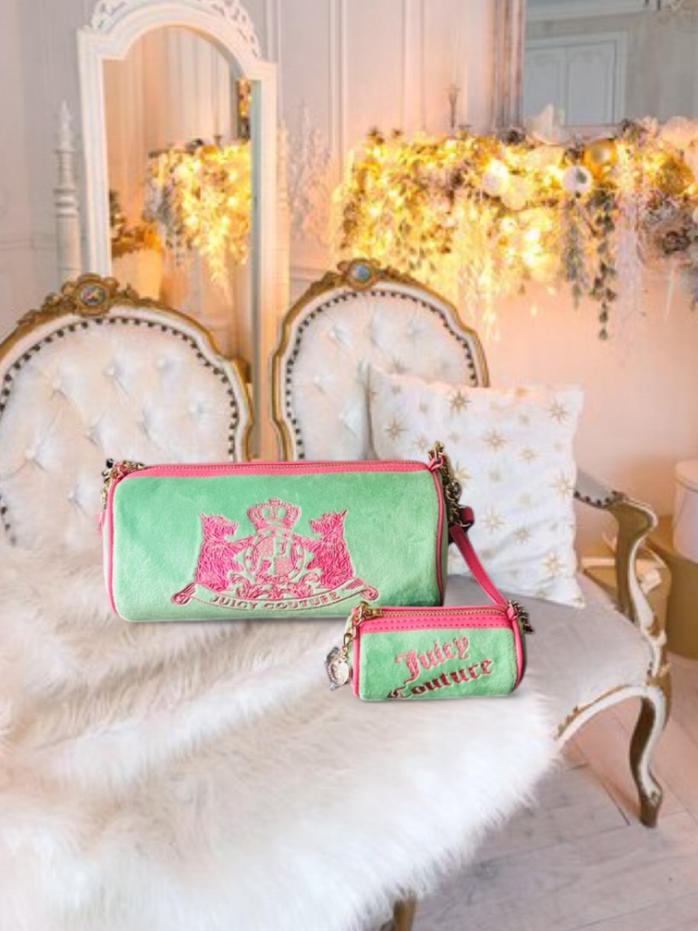 🆕👑 Retro Scottie Dog Barrel With Matching Mini Juicy Couture NWT